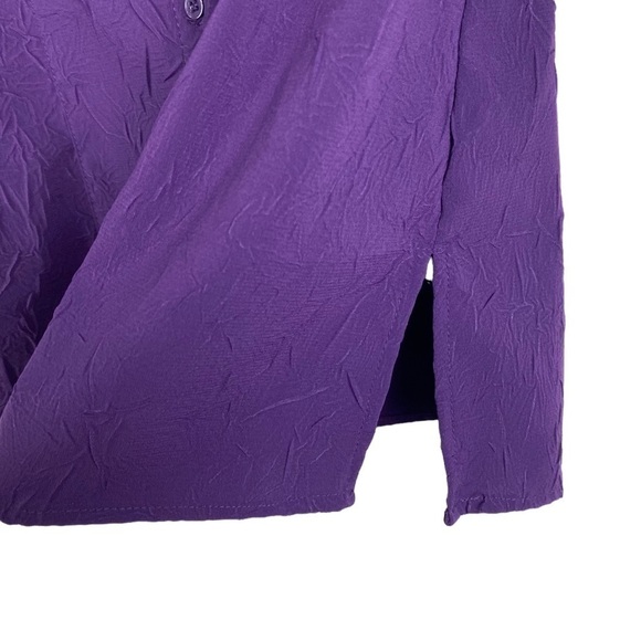 Croft & Barrow Textured Button Down Blouse Women's Small Purple Stretch - Picture 6 of 10
